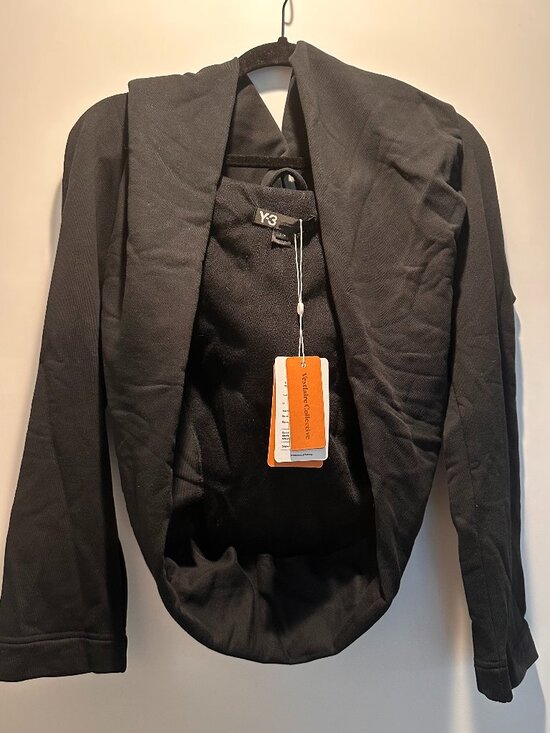 Yohji Yamamoto Y3 Sweaters - Y-3 Yohji Yamamoto Black Reflective Splatter Cocoon Shawl Sweatshirt – Size S